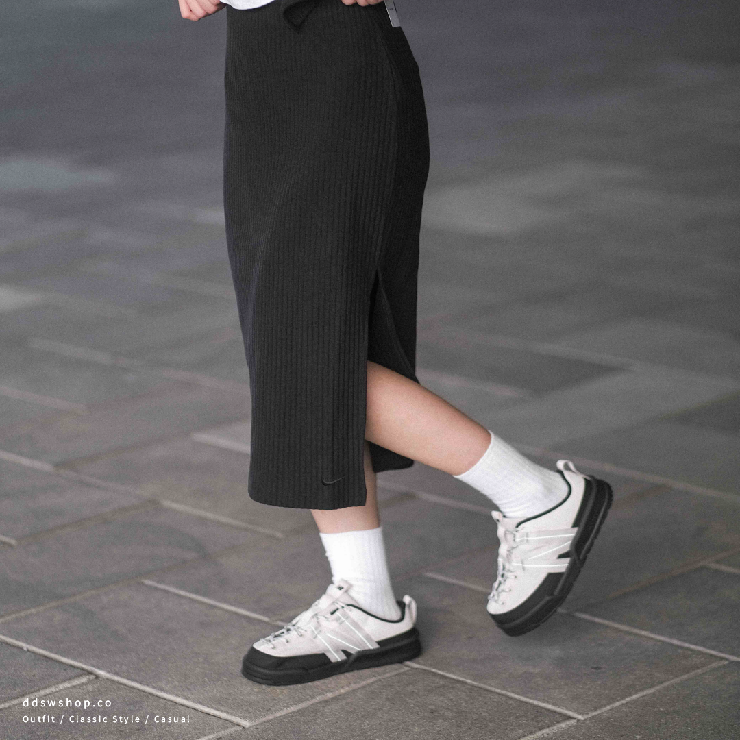 "調貨" NIKE SPORTSWEAR CHILL KNIT SKIRT 黑色 刺繡小勾 羅紋 針織 彈性 開岔 中長裙 FQ1637