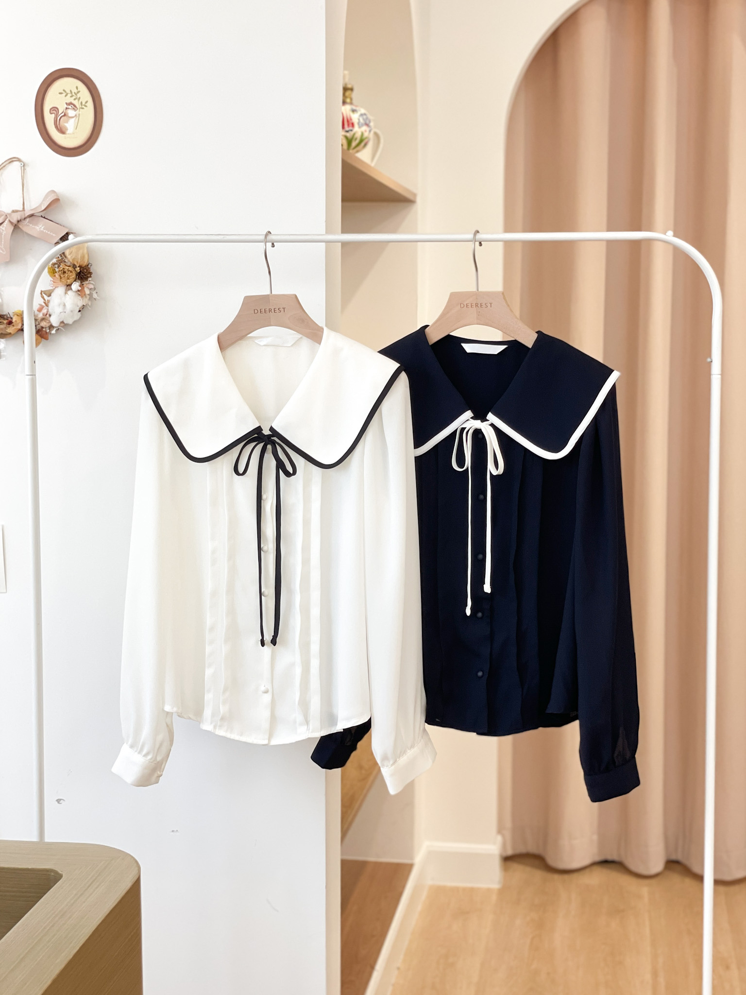 T1133 Classy Ribbon Contrast Blouse