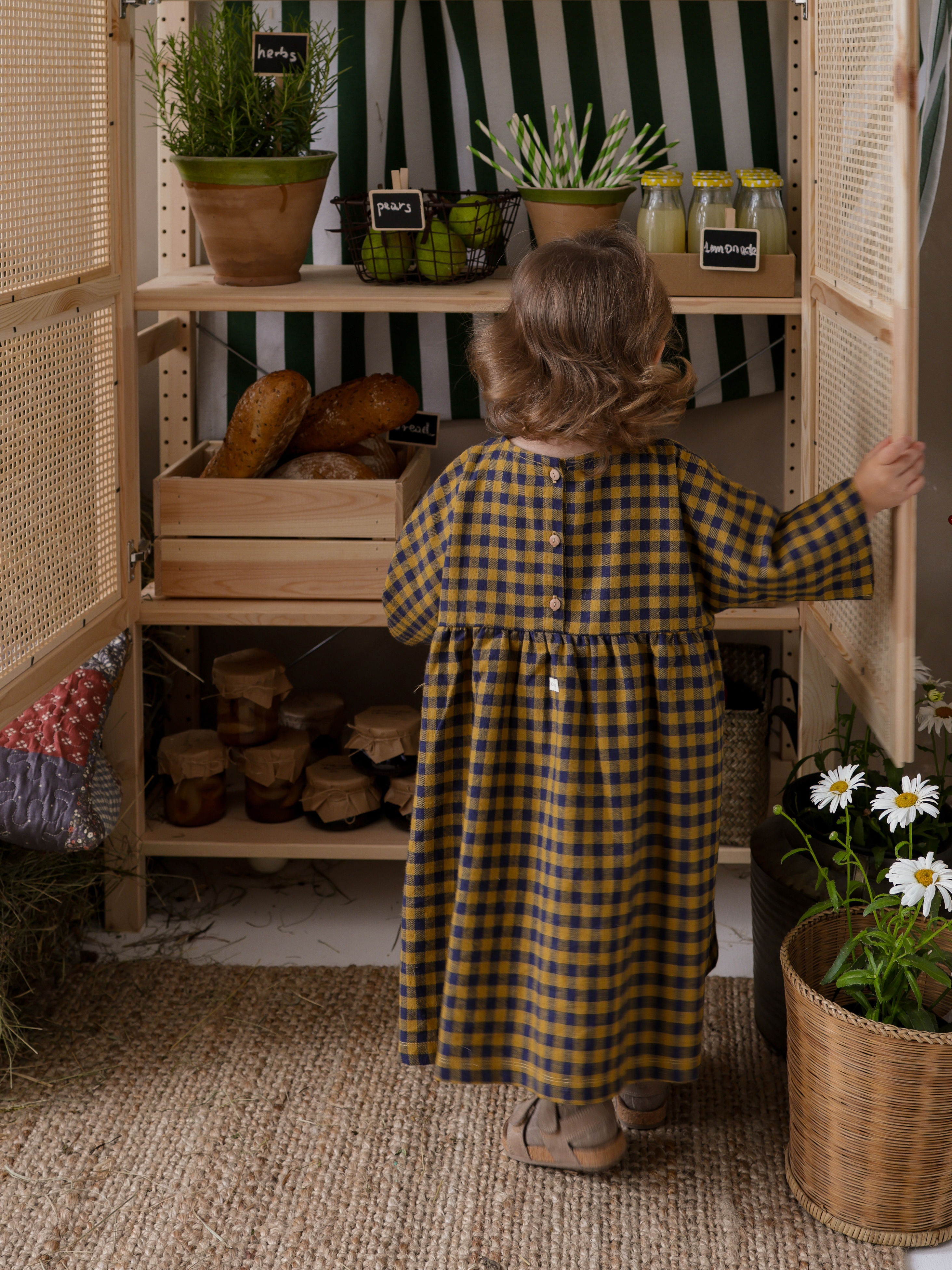 ワンピース organiczooBlueberry Gingham Gather Dress Blueberry Gingham Gather Dress | Organic Zoo