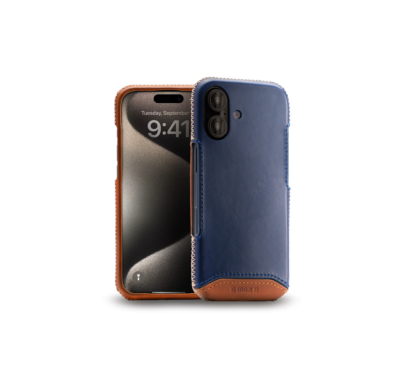 iPhone 16 Classic Series iPhone Genuine Leather Case-Navy Blue