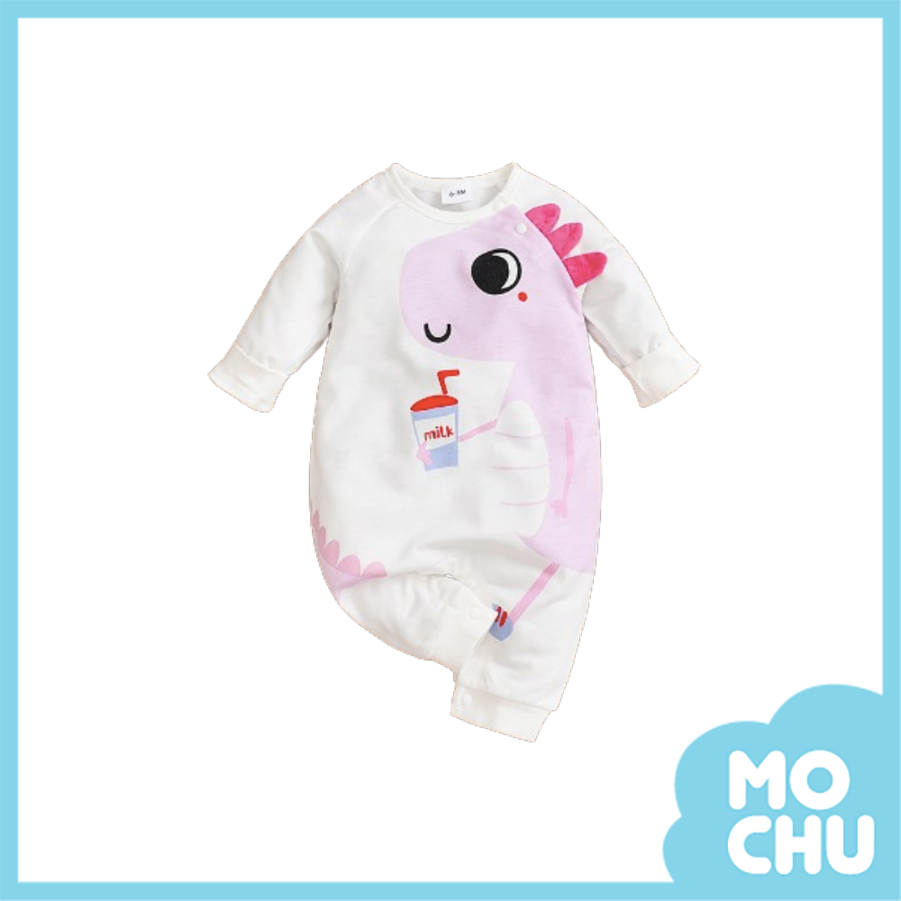 粉角恐龍長袖連身衣