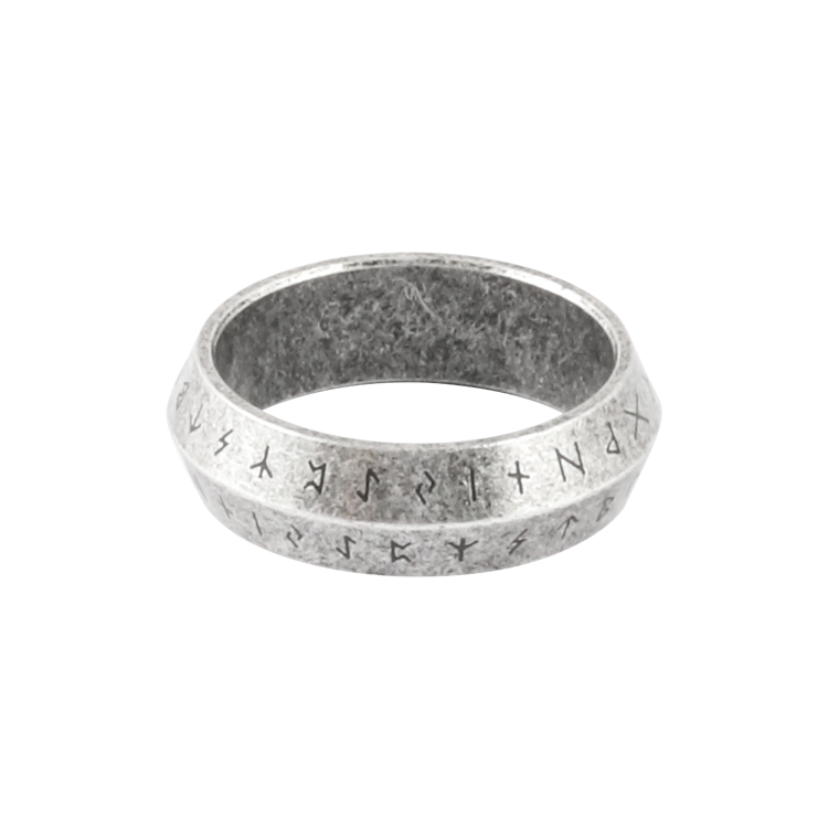白鋼戒指，男士戒指 復古質感箭型戒；神秘北歐符紋 象徵力量與勇氣（3855古銀）