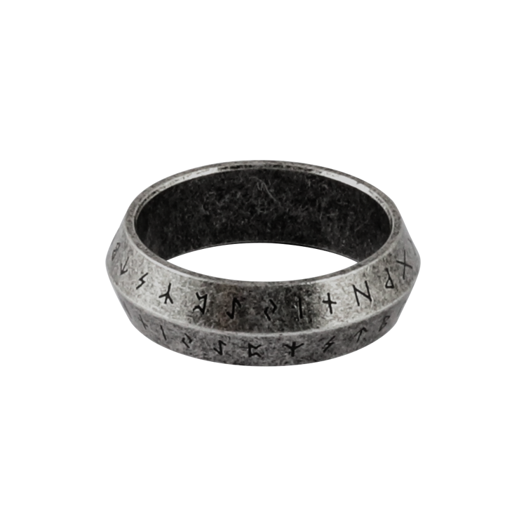 白鋼戒指，男士戒指 復古質感箭型戒；神秘北歐符紋 象徵力量與勇氣（3855古黑）