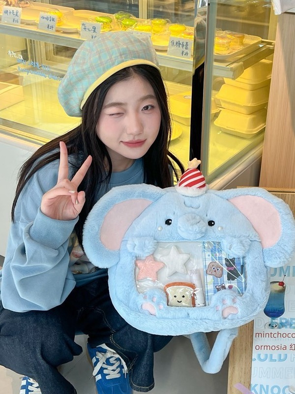 Blue Plush Little Elephant Backpack