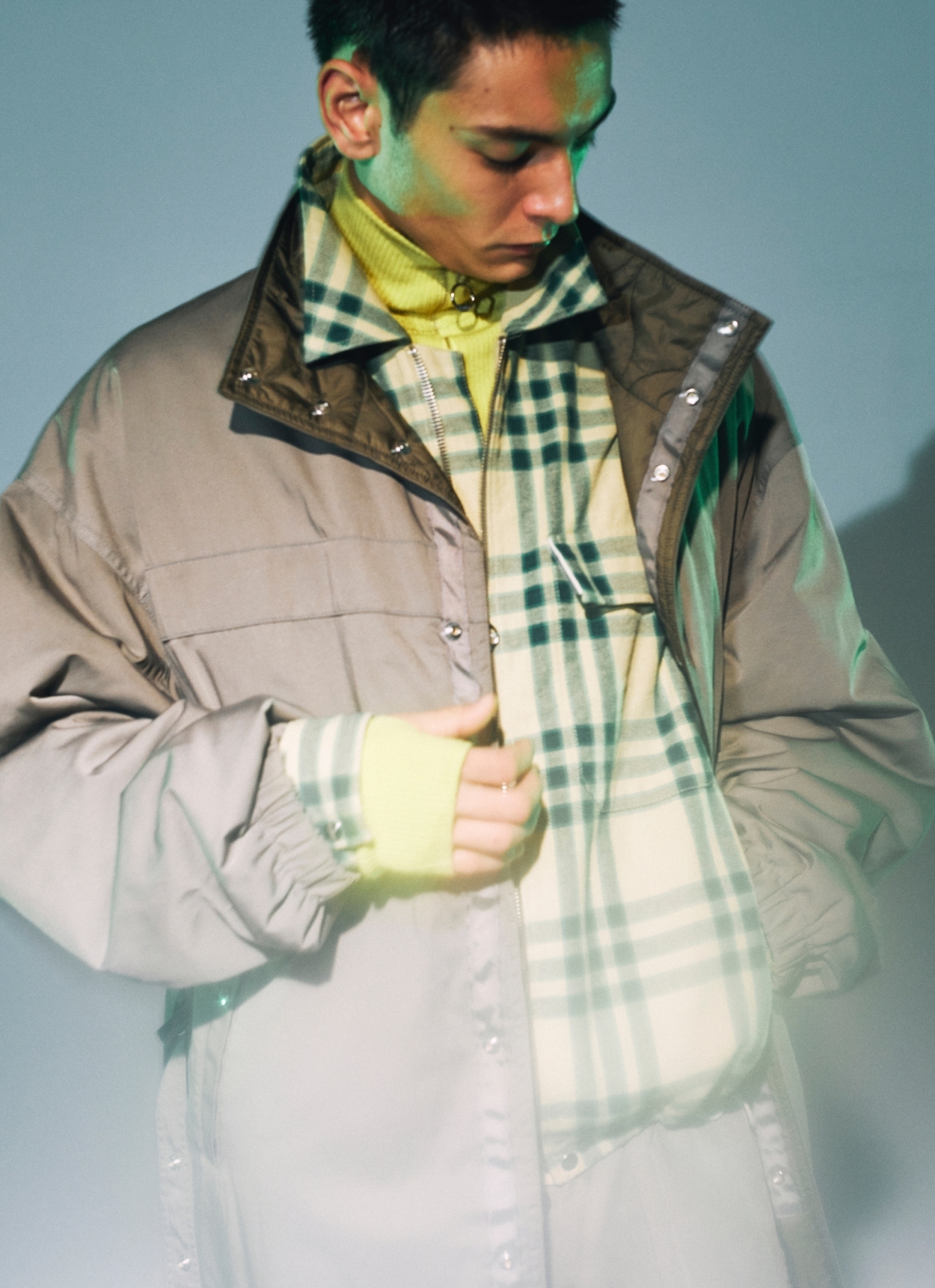 ANEI - LAMB ZIP UP JACKET / BEIGE PLAID