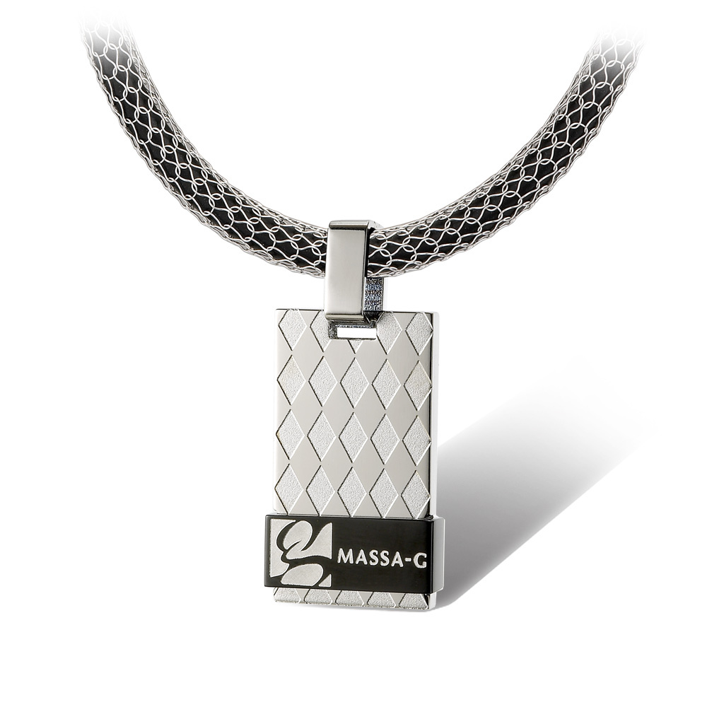 MASSA-G【黑色菱格】純鈦墬搭配 X1 4mm超合金鍺鈦項鍊
