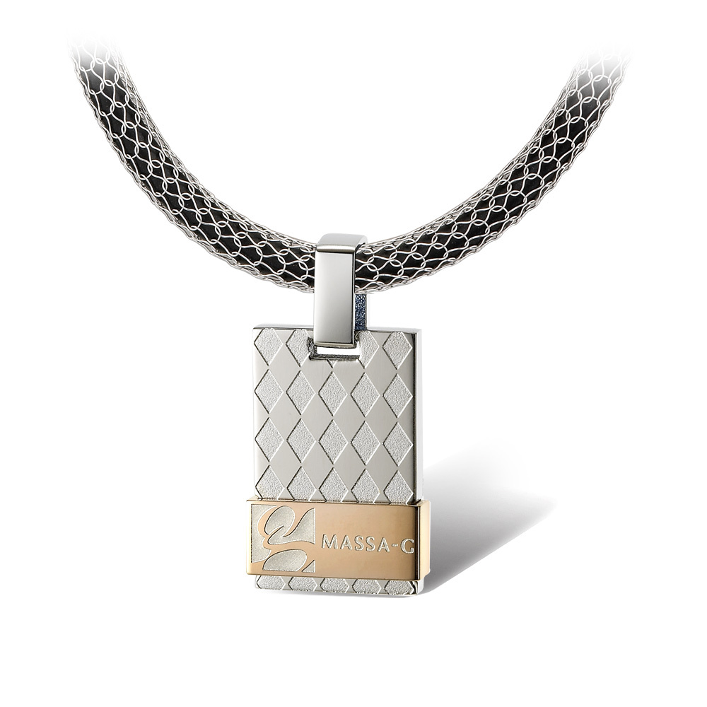 MASSA-G【玫瑰菱格】純鈦墬搭配 X1 4mm超合金鍺鈦項鍊