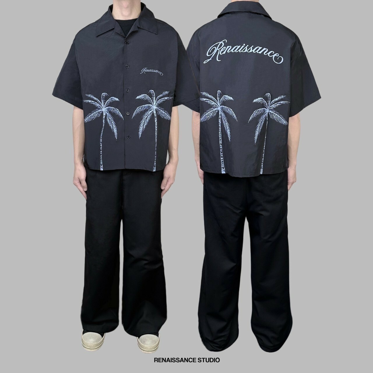 RENAISSANCE 限定款 棕櫚樹 質感尼龍古巴領襯衫 ‘’ Palm Tree Nylon Shirt ‘’