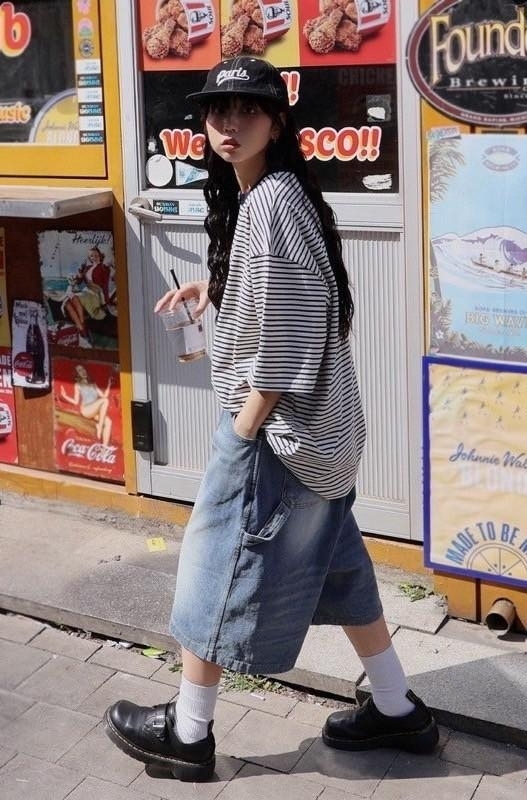 復古刷色畫家七分牛仔褲 80737