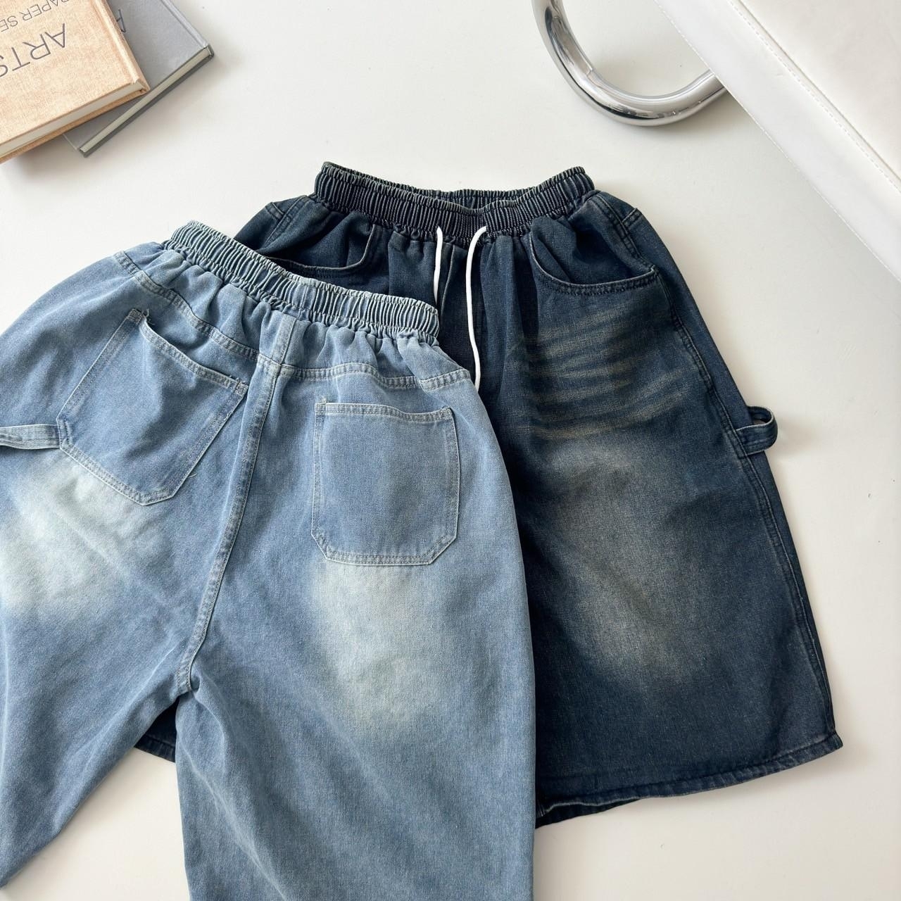 復古刷色畫家七分牛仔褲 80737