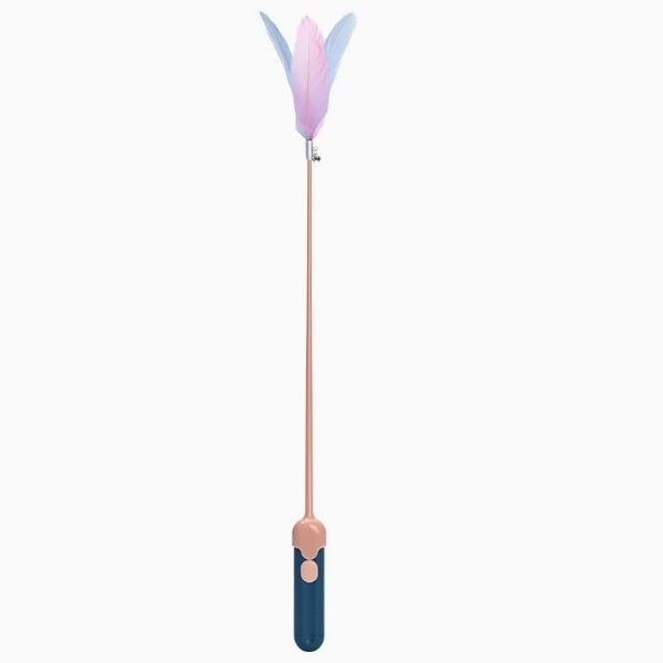 仙女逗貓棒貓咪玩具-【靛藍粉-雷射羽毛逗貓棒】
