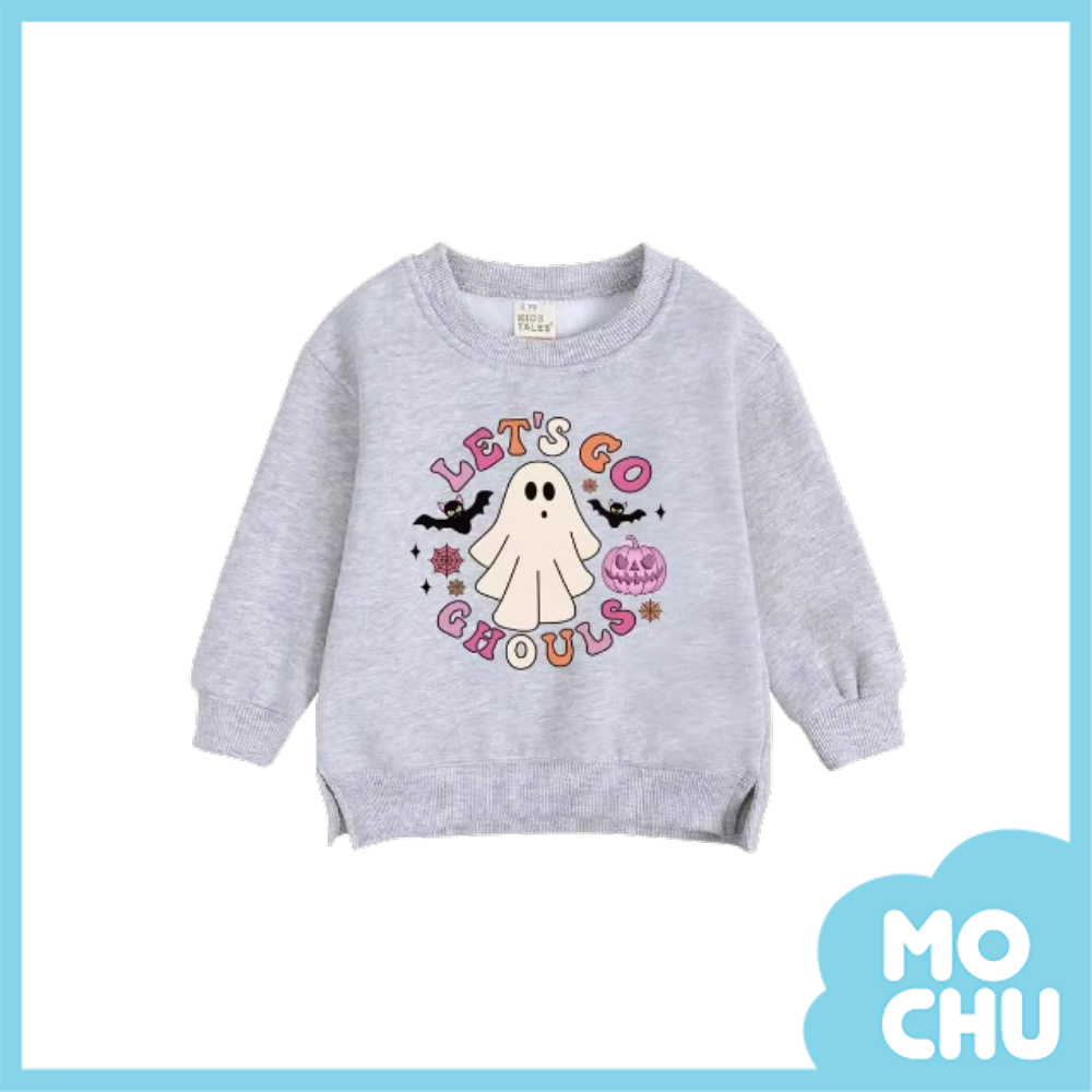 彩色字母小幽靈加絨長袖上衣