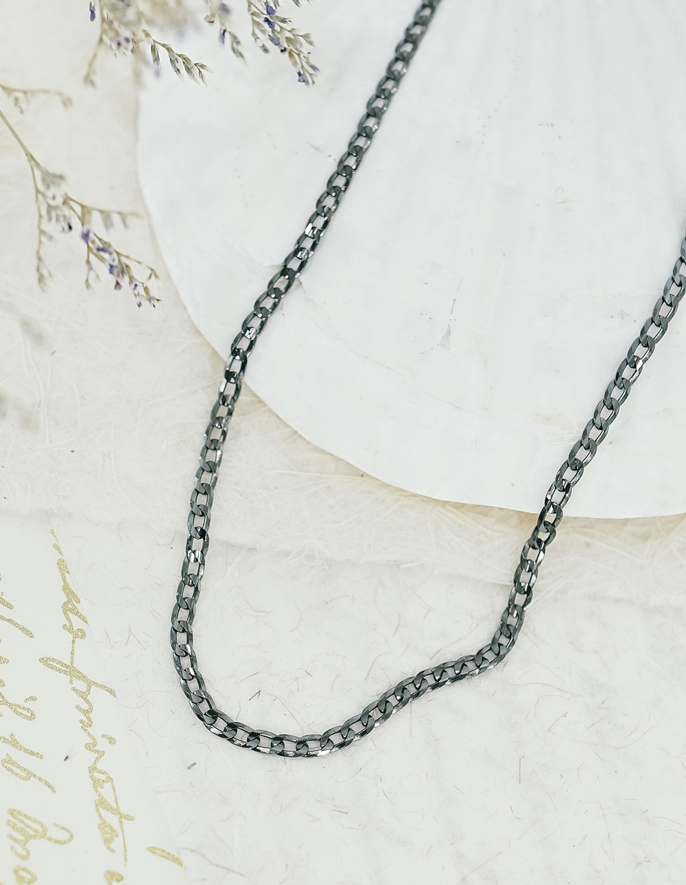 925 純銀扁片壓紋項鍊