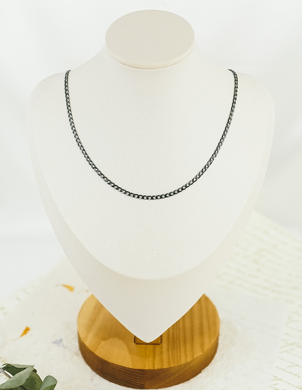 925 純銀扁片壓紋項鍊