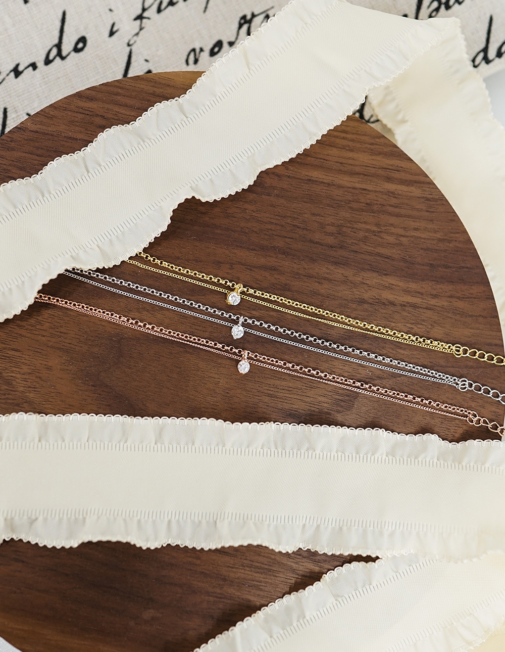 925 純銀單鑽雙鍊手鍊✦玫瑰金