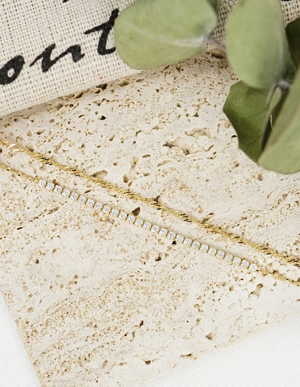 925 純銀排鑽雙鍊手鍊✦金