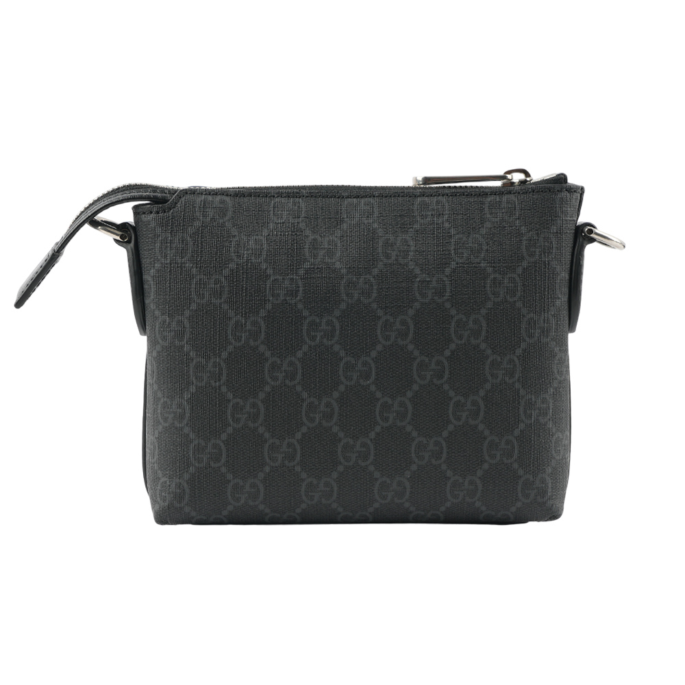 【GUCCI】Interlocking G 標誌附手提把迷你郵差包(黑灰色) 723306 92THN 1000