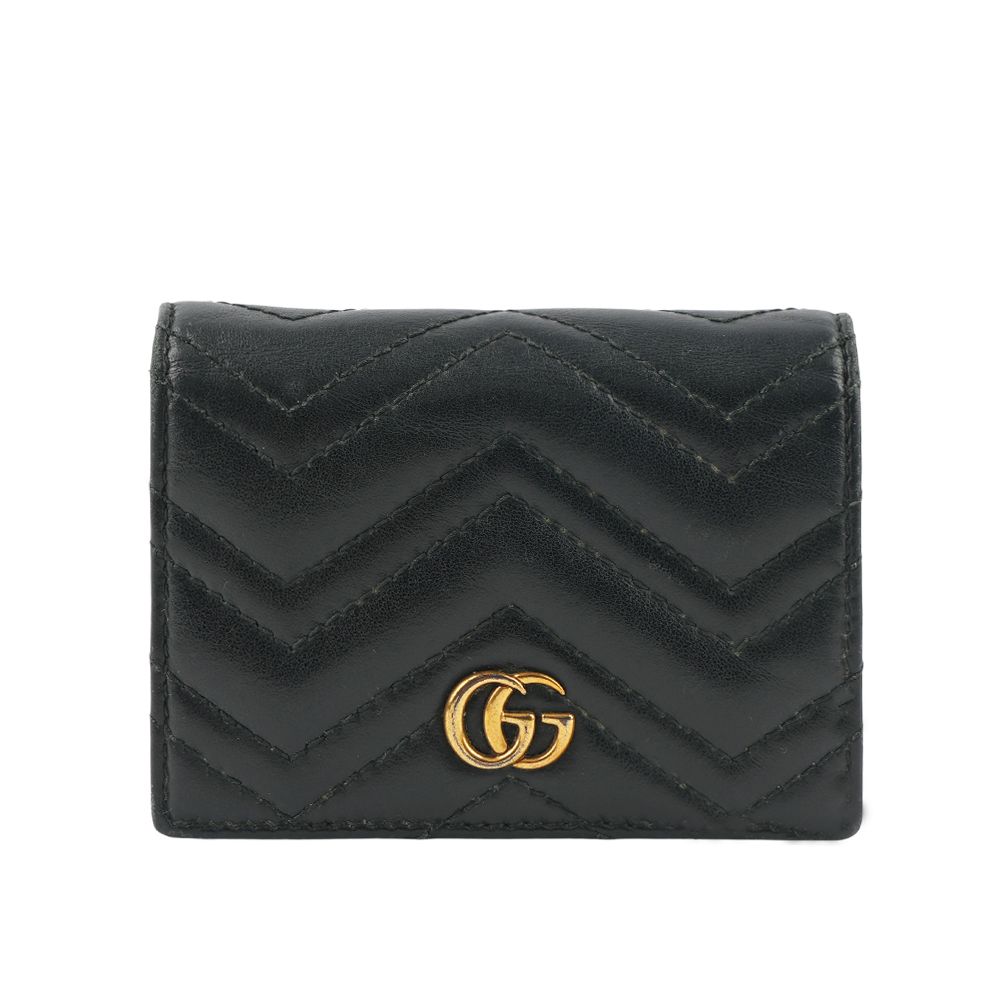 【GUCCI】GG MARMONT牛皮卡片小短夾(黑色) 466492 DTD1T 1000