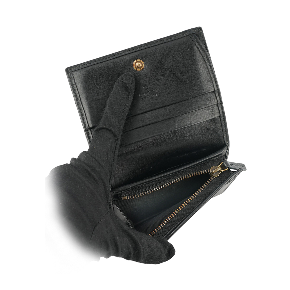 【GUCCI】GG MARMONT牛皮卡片小短夾(黑色) 466492 DTD1T 1000
