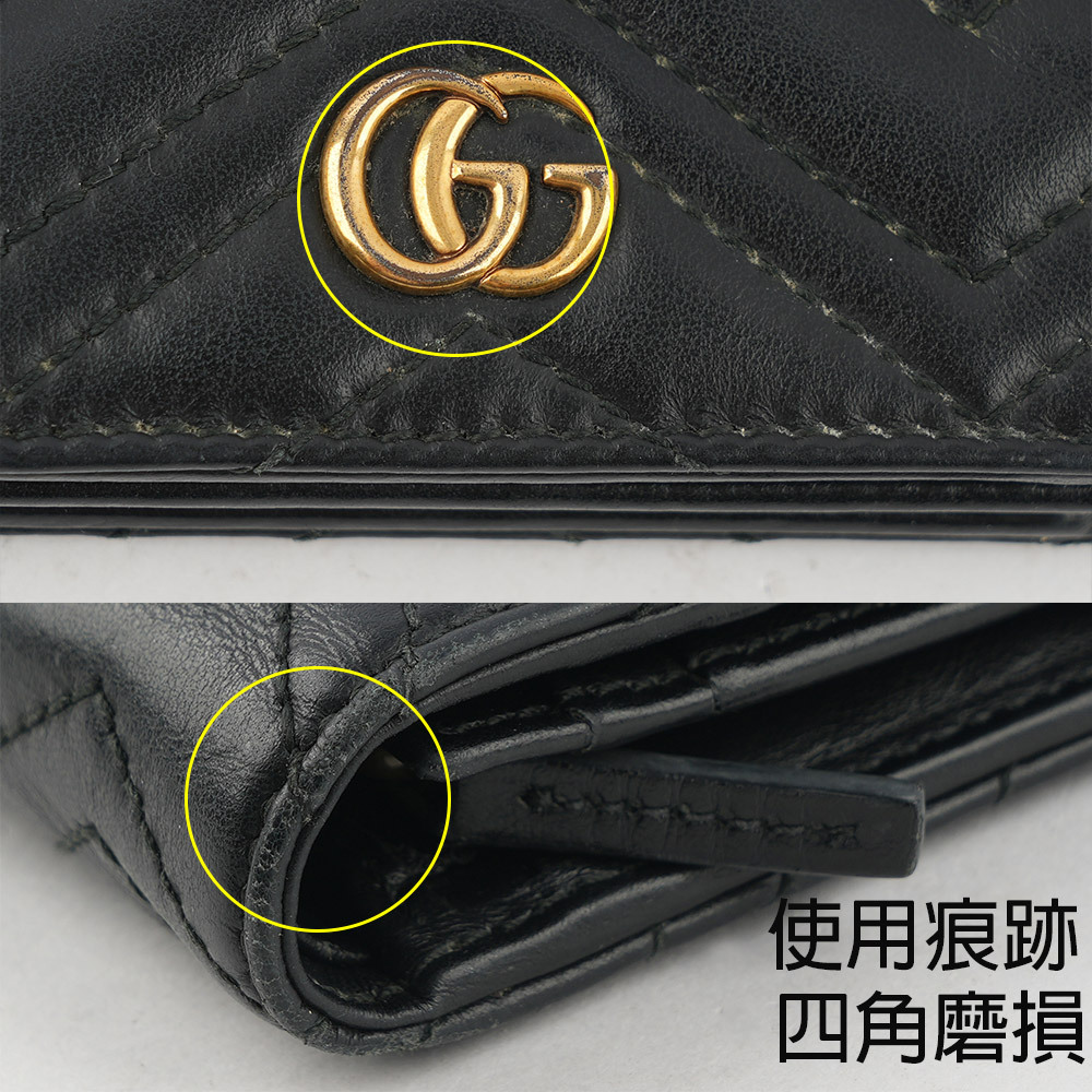 【GUCCI】GG MARMONT牛皮卡片小短夾(黑色) 466492 DTD1T 1000