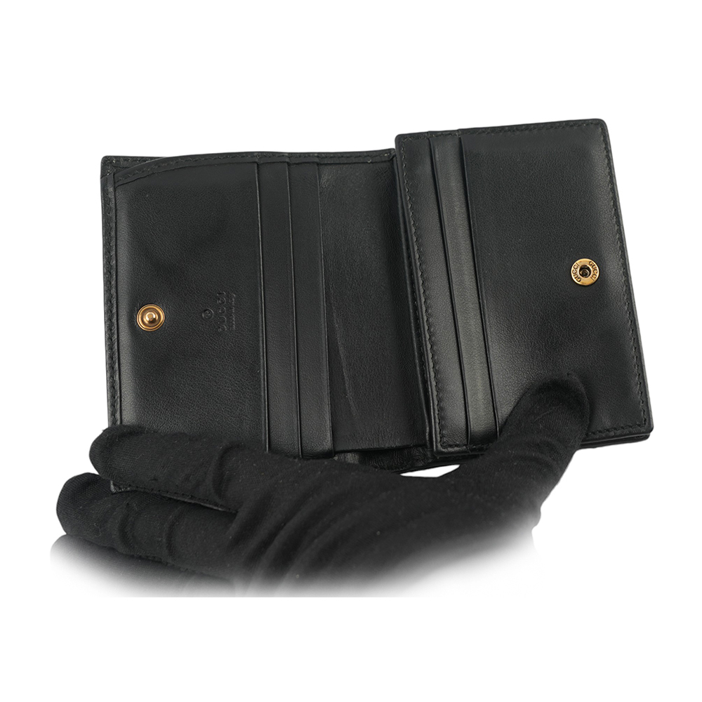 【GUCCI】GG MARMONT牛皮卡片小短夾(黑色) 466492 DTD1T 1000