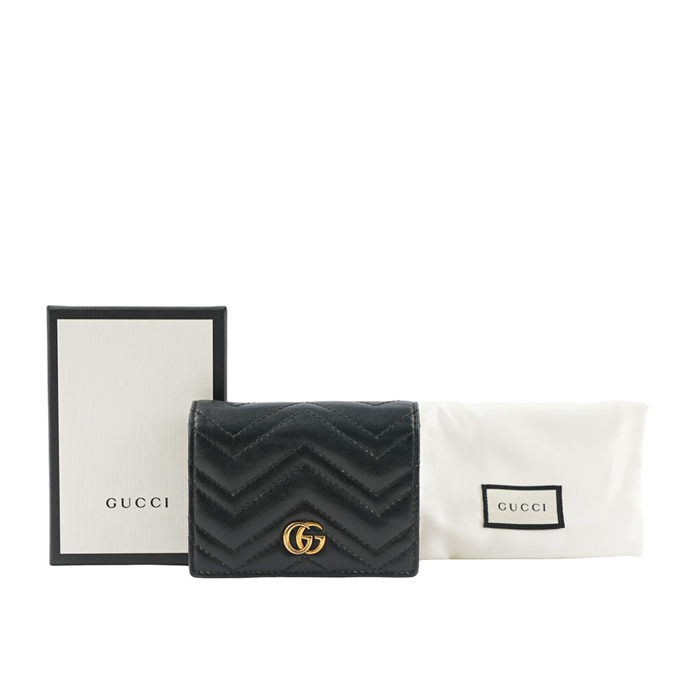 【GUCCI】GG MARMONT牛皮卡片小短夾(黑色) 466492 DTD1T 1000