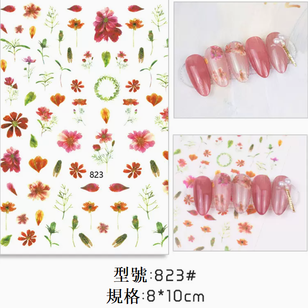 Hot selling manicure Zou chrysanthemum flower stickers (823#)
