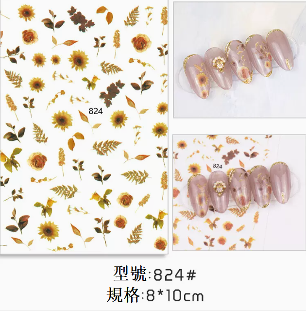 Hot selling manicure Zou chrysanthemum flower stickers (824#)