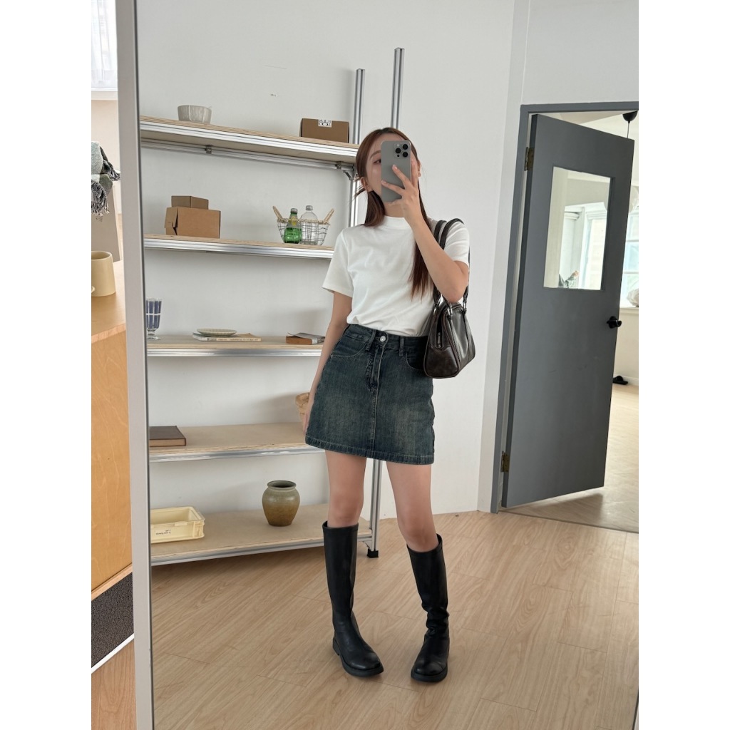 熱銷現貨【imfine】韓妞百搭聖品 微刷色牛仔短裙 #4392
