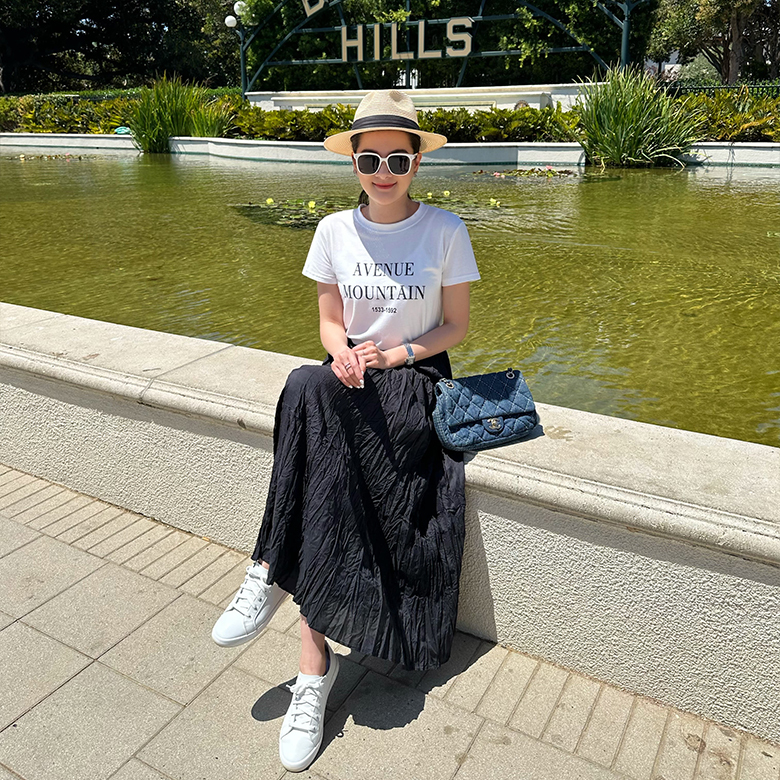 氣質皺褶落地長裙