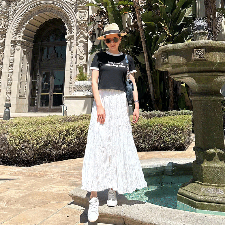 氣質皺褶落地長裙