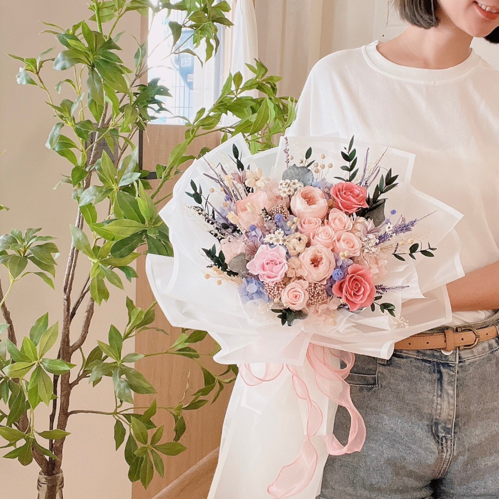 夢幻粉紫色花束