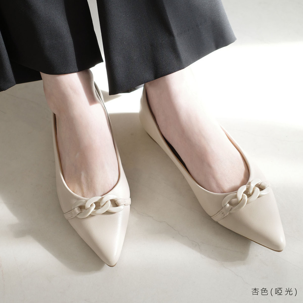 精緻鍊條尖頭平底鞋 女鞋 【CX3047】