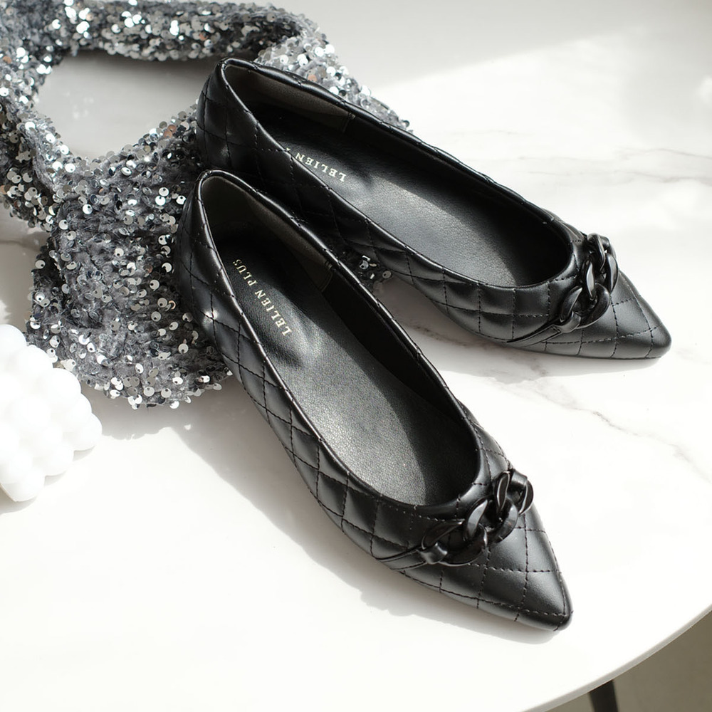 精緻鍊條尖頭平底鞋 女鞋 【CX3047】