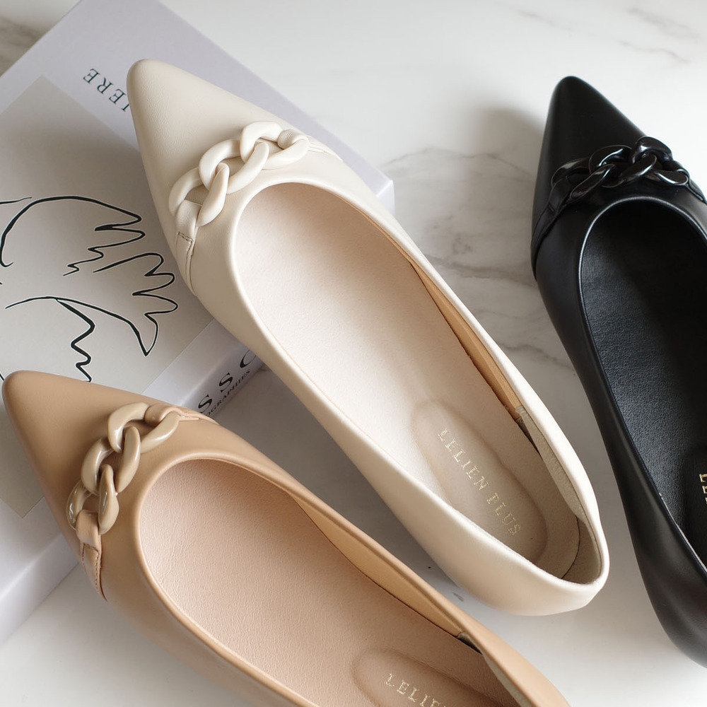 精緻鍊條尖頭平底鞋 女鞋 【CX3047】