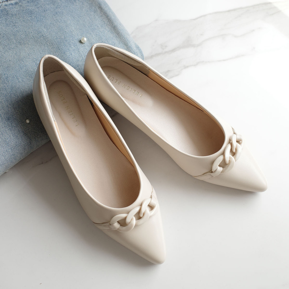 精緻鍊條尖頭平底鞋 女鞋 【CX3047】