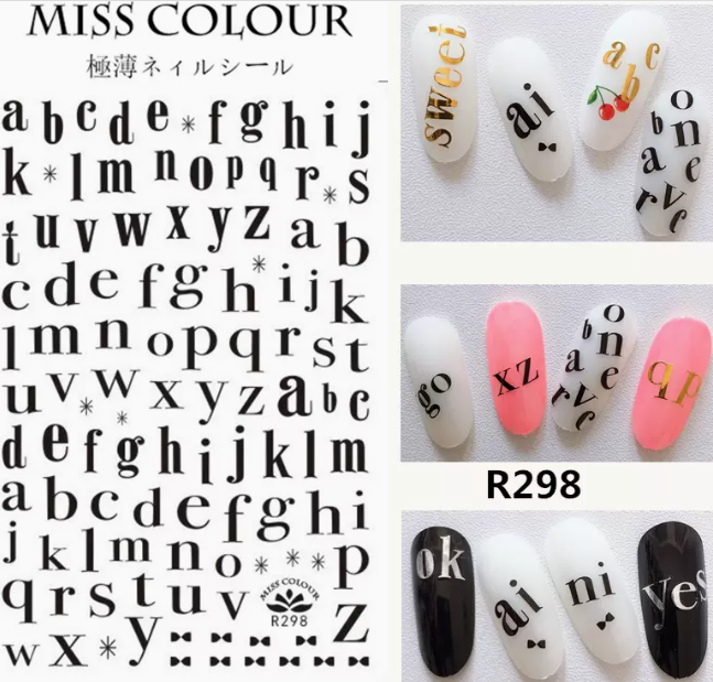 Hot selling manicure hot stamping letter stickers (298 black)