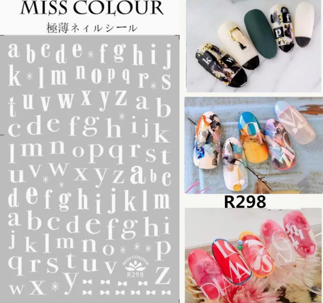 Hot selling manicure hot stamping letter stickers (298 white)