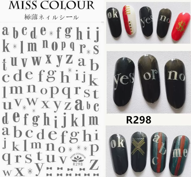 Hot selling manicure hot stamping letter stickers (298 silver)