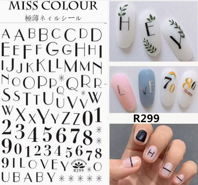 Hot selling manicure hot stamping letter stickers (299 black)