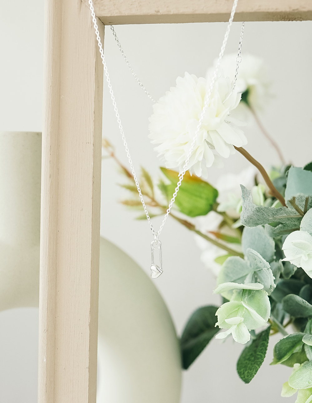 925 純銀愛心別針項鍊✦銀