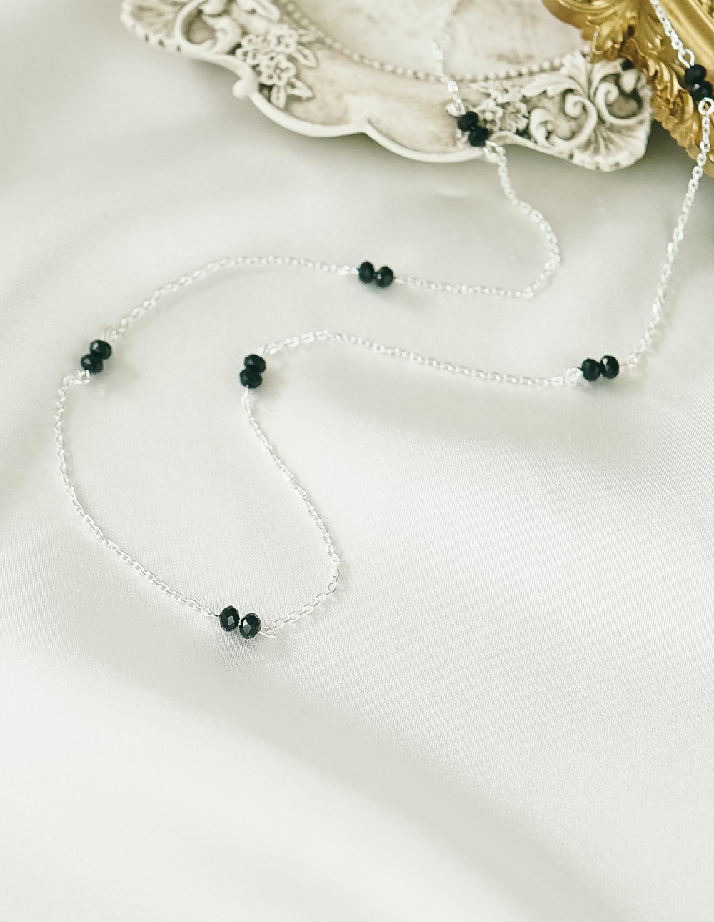 925 純銀扁型切割圓珠項鍊