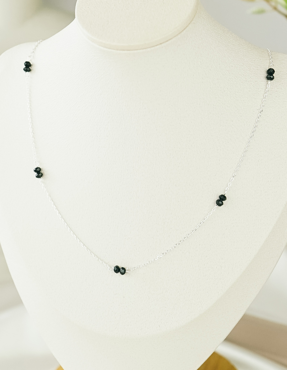 925 純銀扁型切割圓珠項鍊