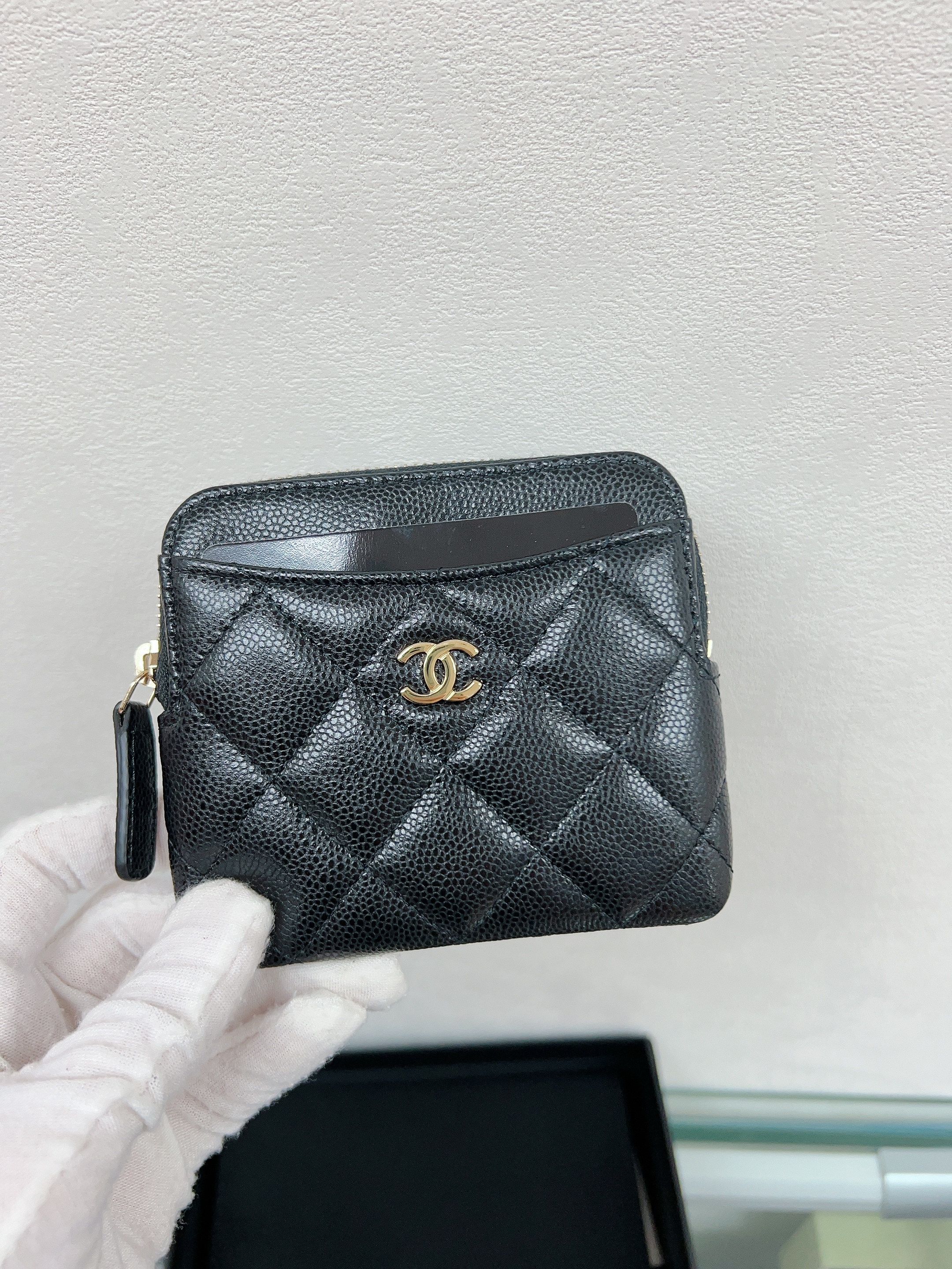 *Unused* Chanel wallet coin purse (black caviar/ GHW)