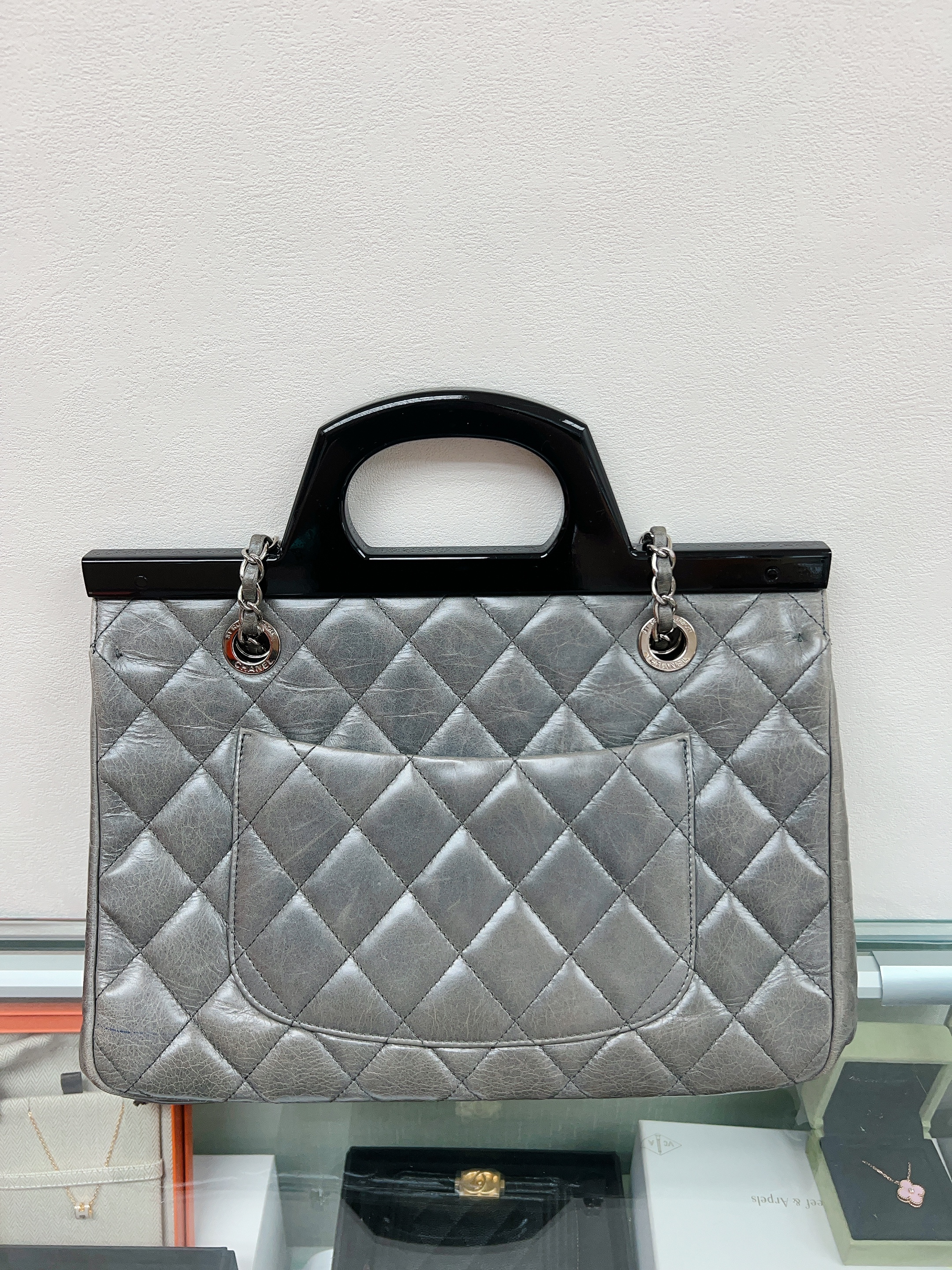 Chanel delivery tote silver