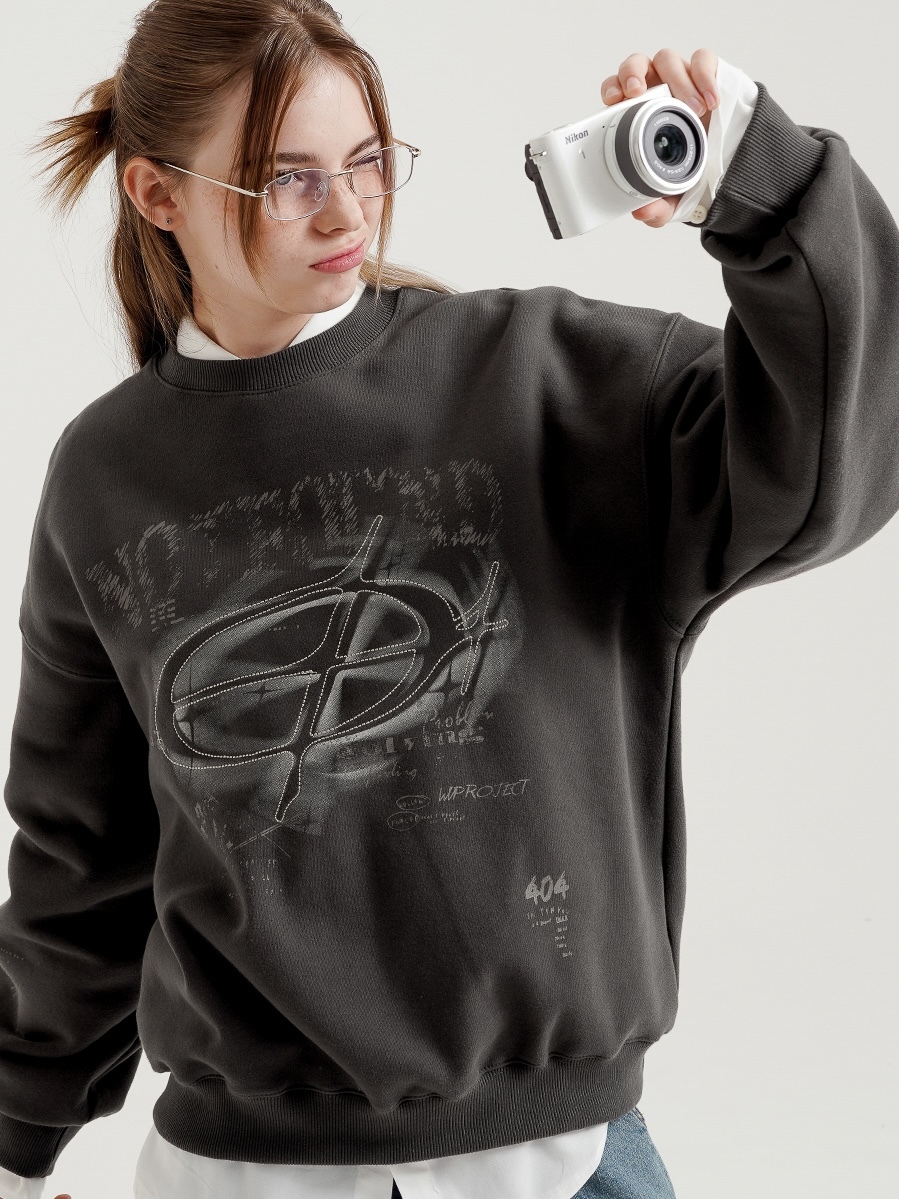 <預購> 韓國WV PROJECT NOT FOUND404高磅刷毛大學T