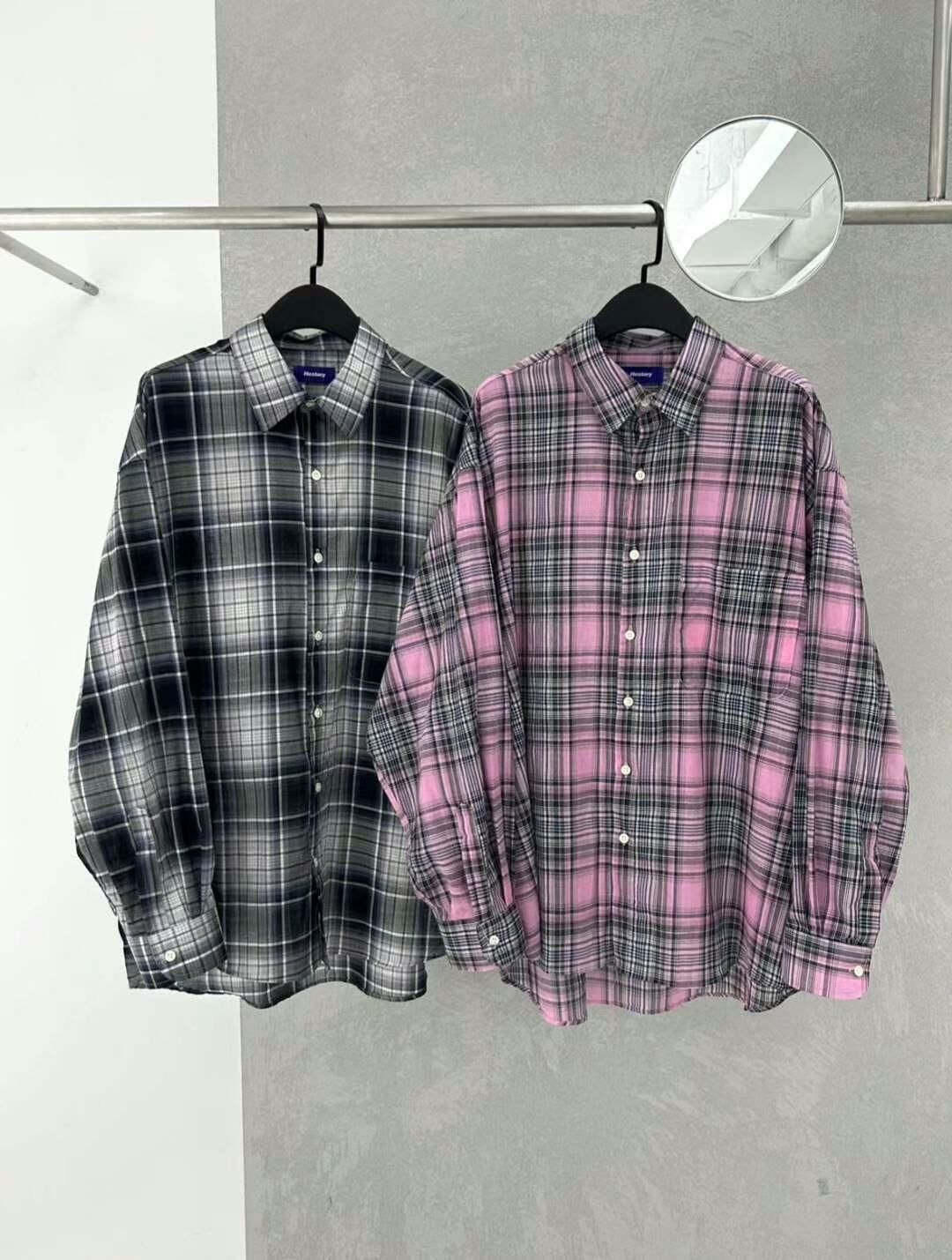 格仔長袖恤衫 Hestory-043S