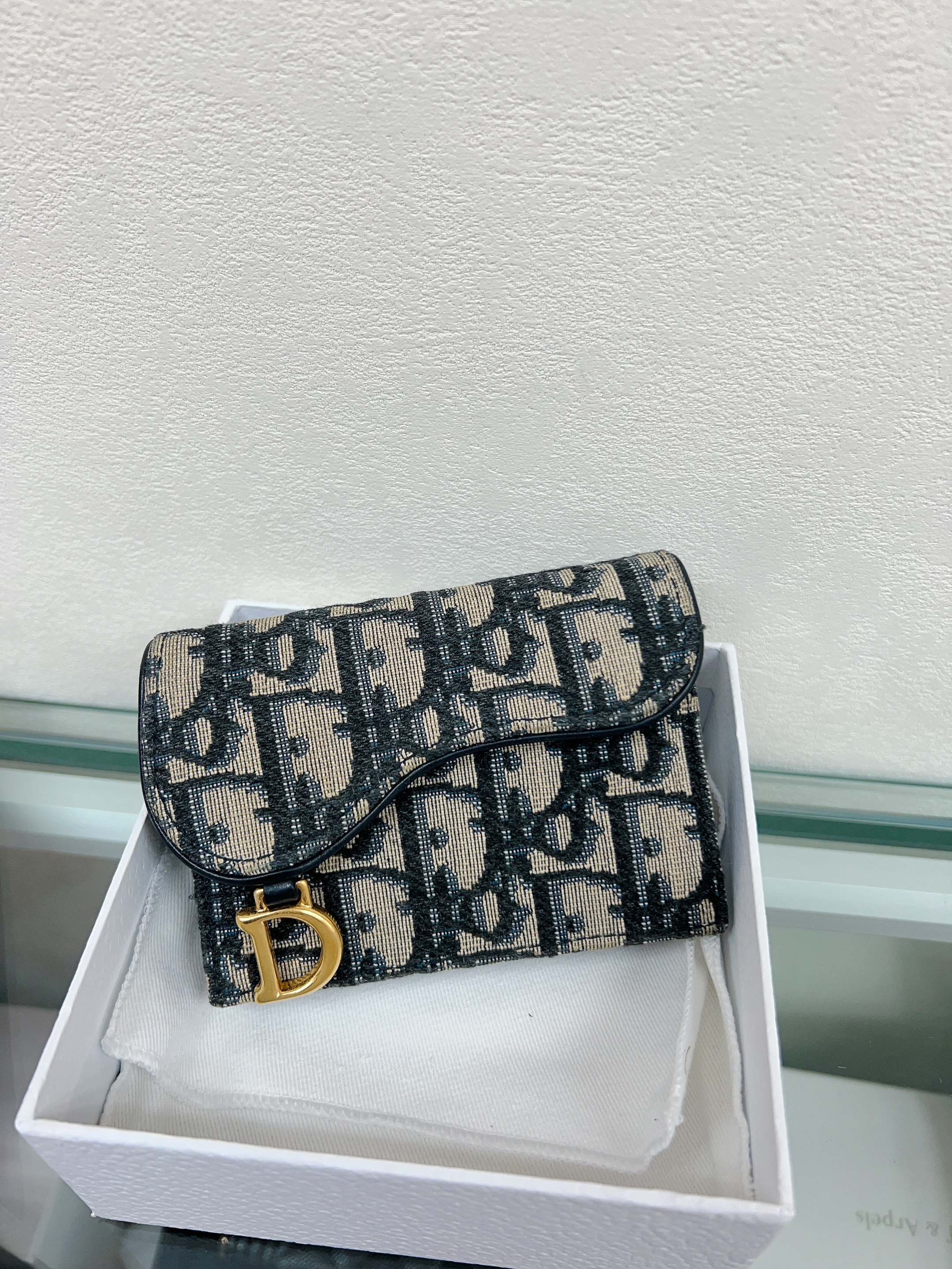 Dior saddle wallet card holder (blue oblique)