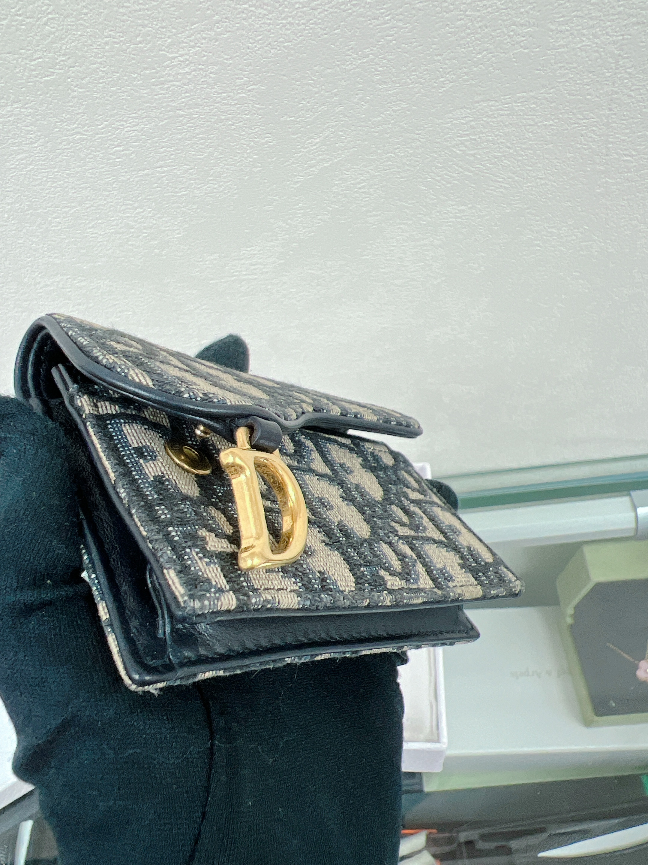 Dior saddle wallet card holder (blue oblique)