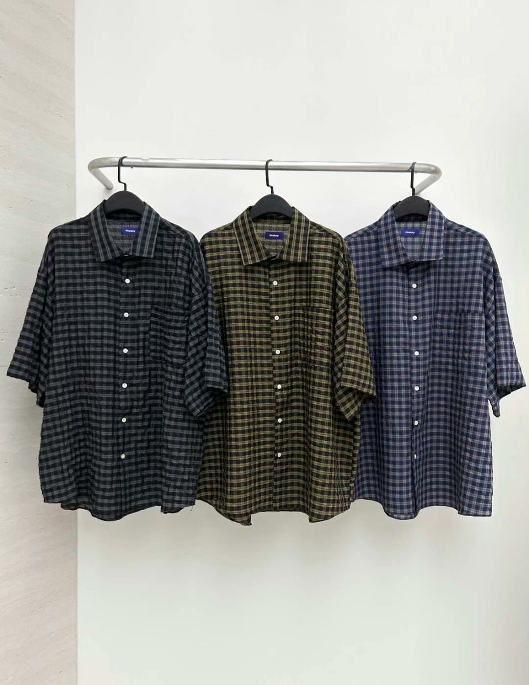 格仔短袖恤衫 Hestory-045S